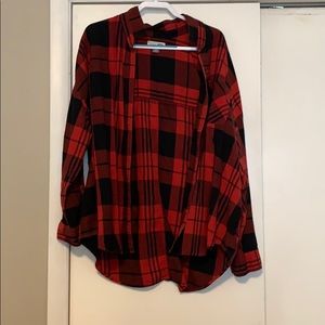 Red and black plaid 100% cotton button down